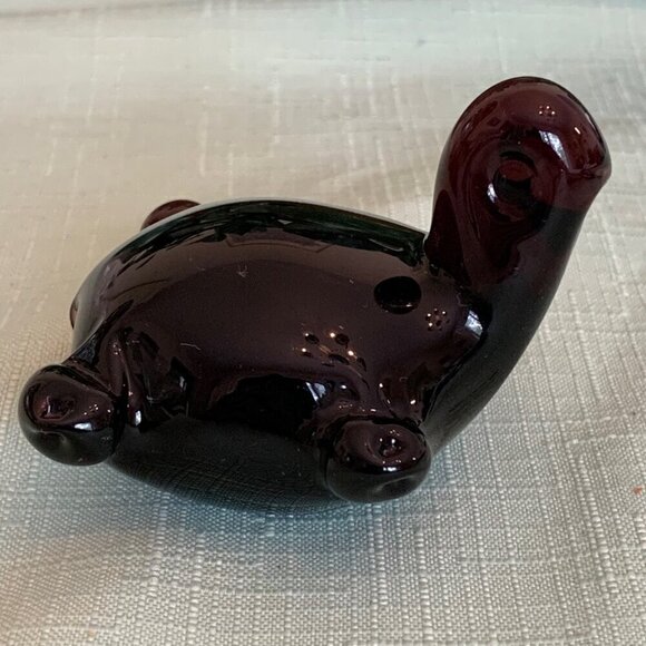 Vintage Art Glass Handblown Turtle Tortoise Paperweight Figurine Purple Burgundy - Picture 16 of 16